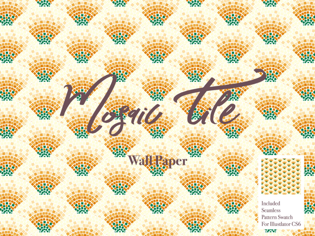 ストックイラストサイト配布用イラスト。モザイクタイル風イラスト。